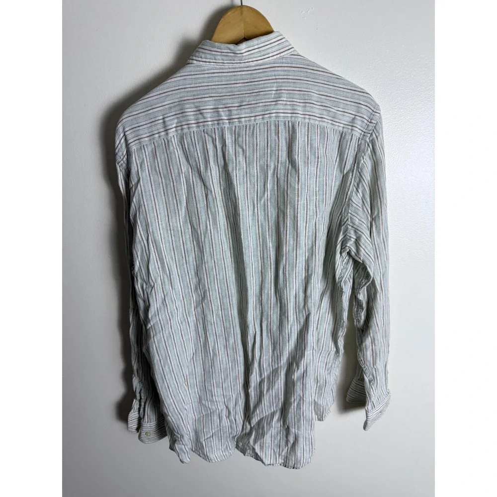 Banana Republic Beige Multi Stripe Button Up Mens XL Linen Casual Long Sleeve